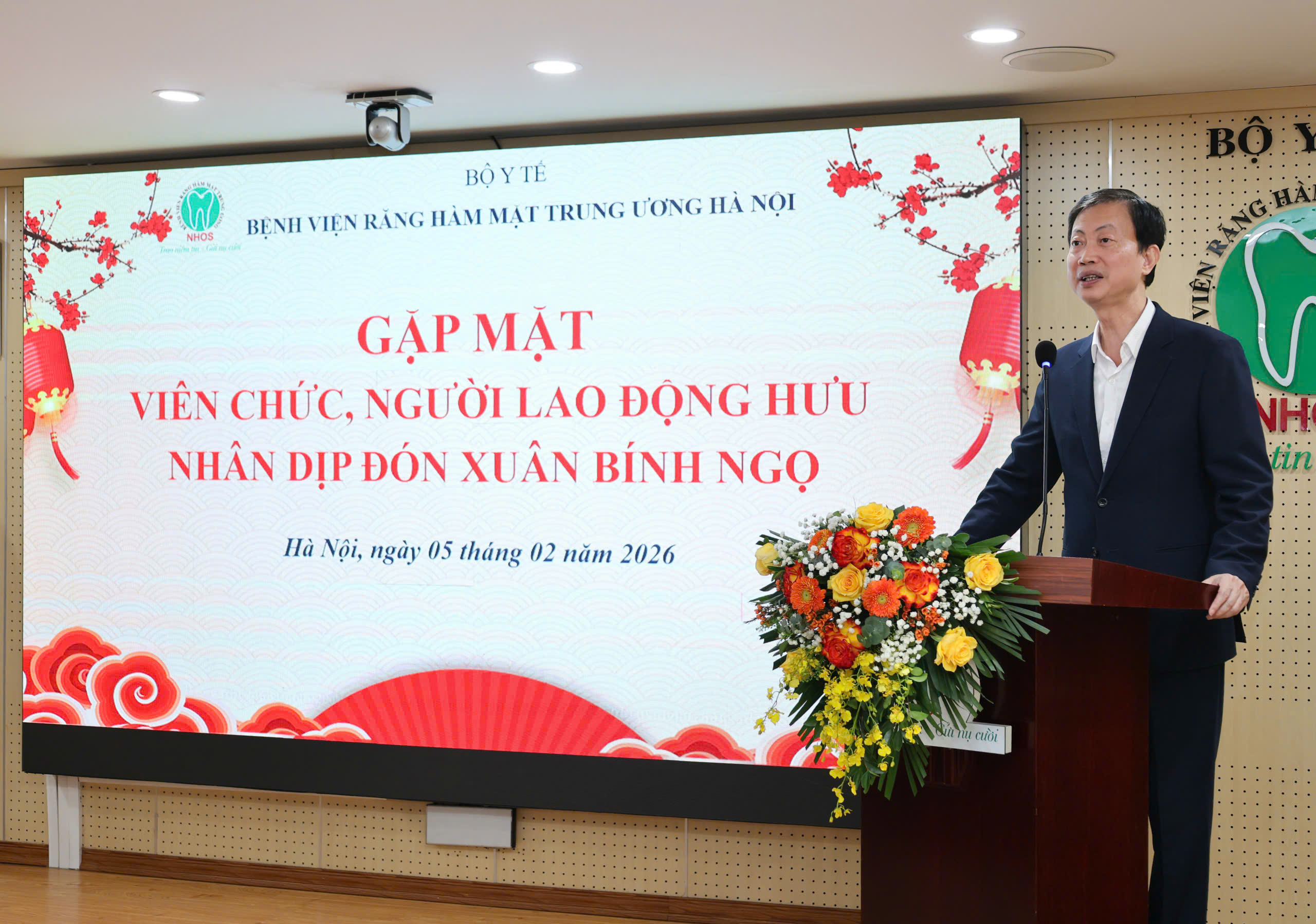 TTND.PGS.TS Nguyễn Quang Bình, Phó giám đốc Bệnh viện, Chủ tịch Công đoàn Bệnh viện phát biểu